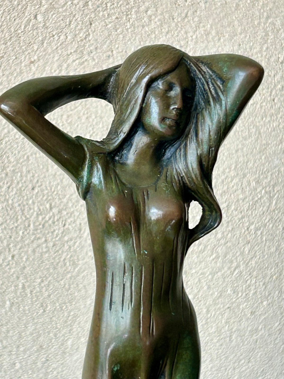 Julien Caussé Art Nouveau bronzen vrouwelijk naakt, Art nouveau, Ophalen of Verzenden, Brons, Beeld