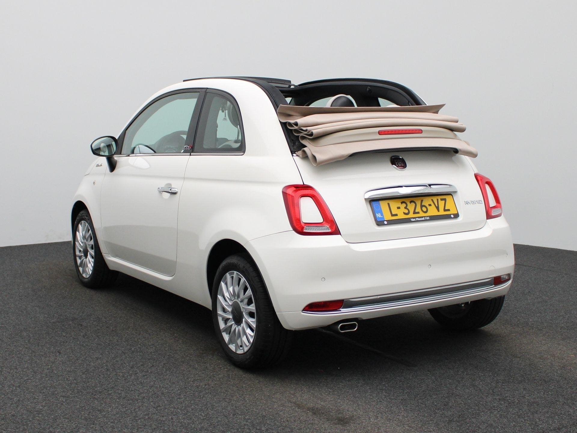 Fiat 500 C 1.0 Hybrid Dolcevita | Cabrio | Parkeer sensoren, Stof, 4 stoelen, Wit, Origineel Nederlands