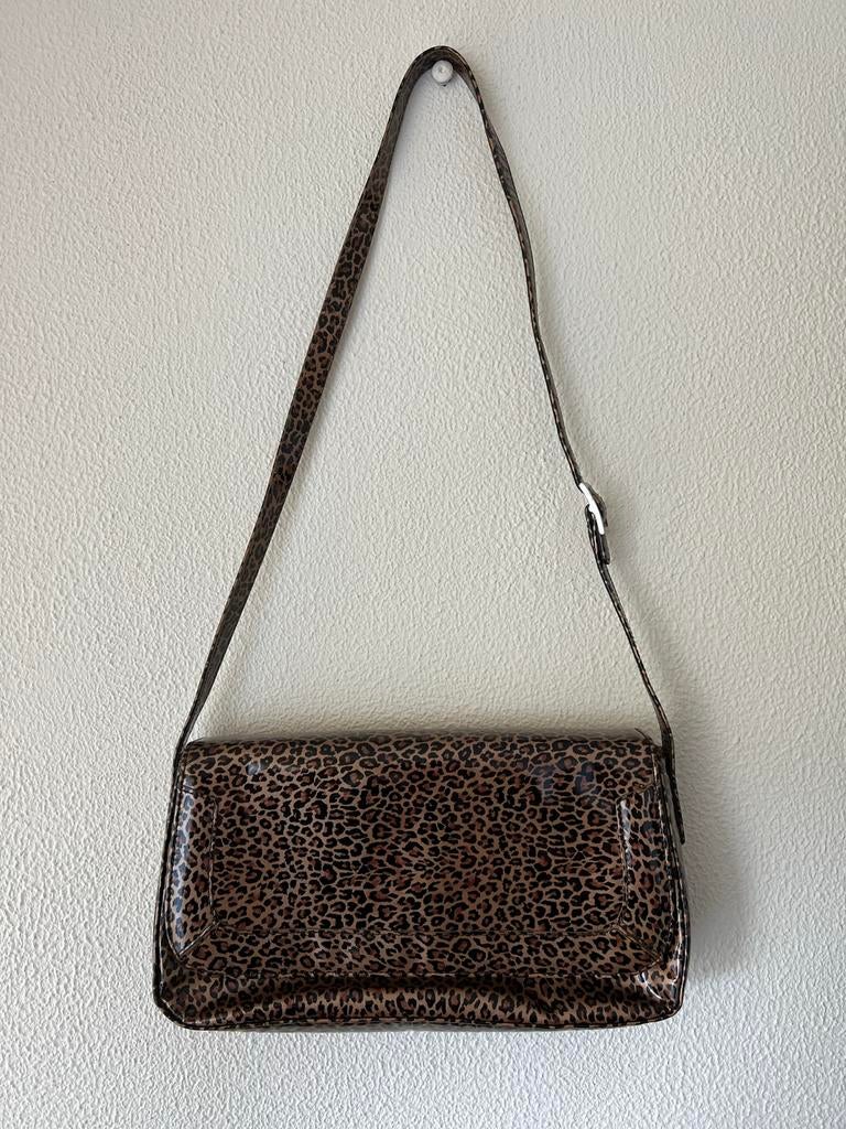 Leopard luipaardprint dames schoudertas, Ophalen of Verzenden, Zo goed als nieuw, Bruin, Schoudertasje
