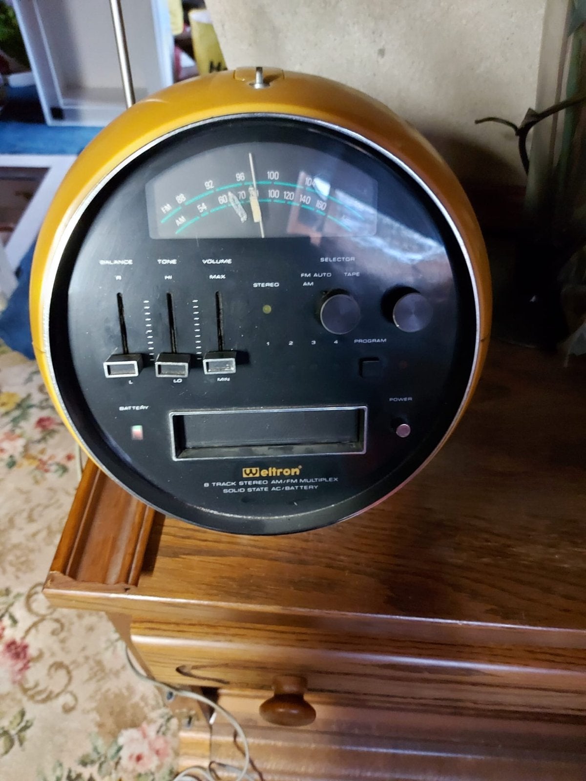 Vintage Weltron 8-track stereo AM/FM radio, Ophalen of Verzenden, Gebruikt, Radio