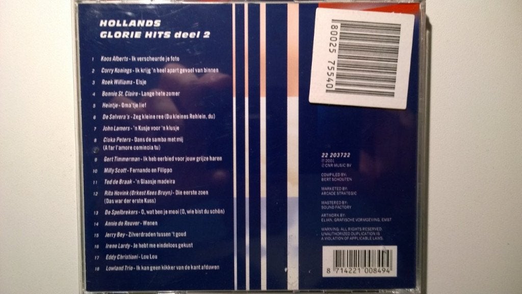 Hollands Glorie Hits Deel 2, Cd's en Dvd's, Cd's | Verzamelalbums, Ophalen of Verzenden, Zo goed als nieuw, Nederlandstalig, Album