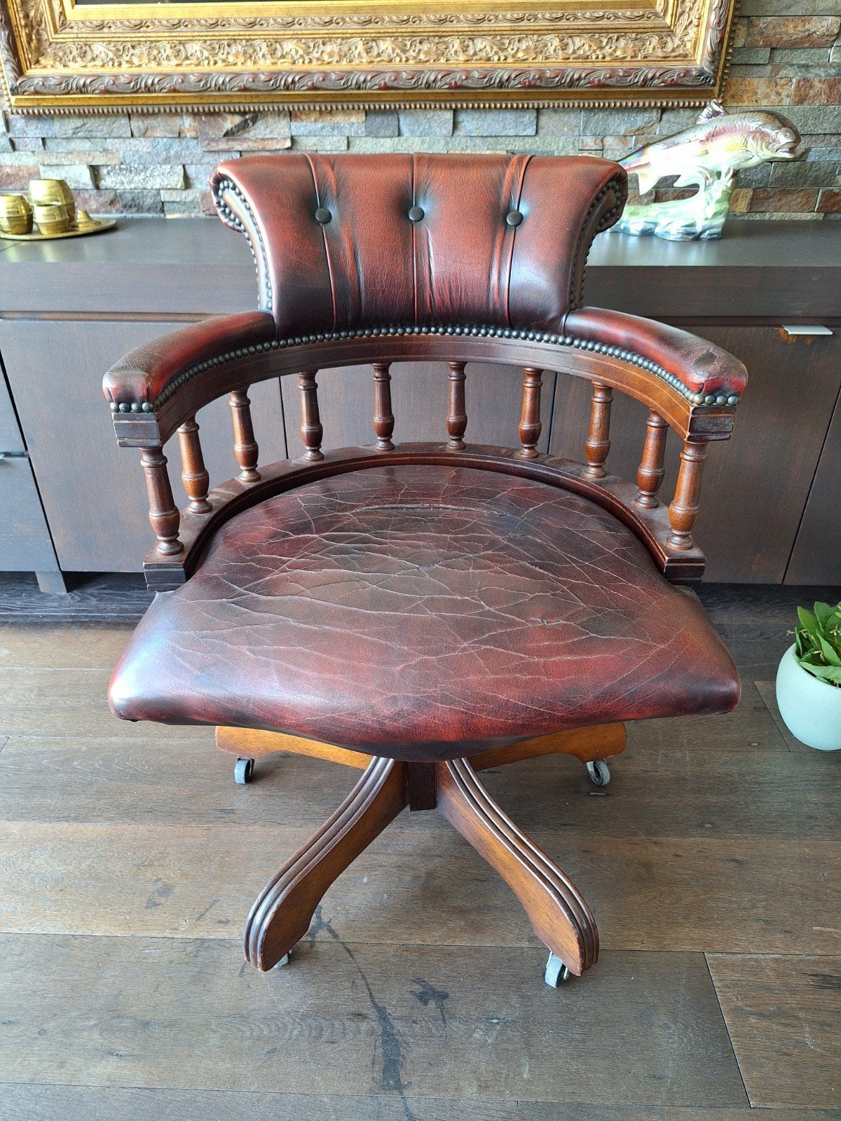 Antieke Bureaustoel - Chesterfield Stijl, Ophalen