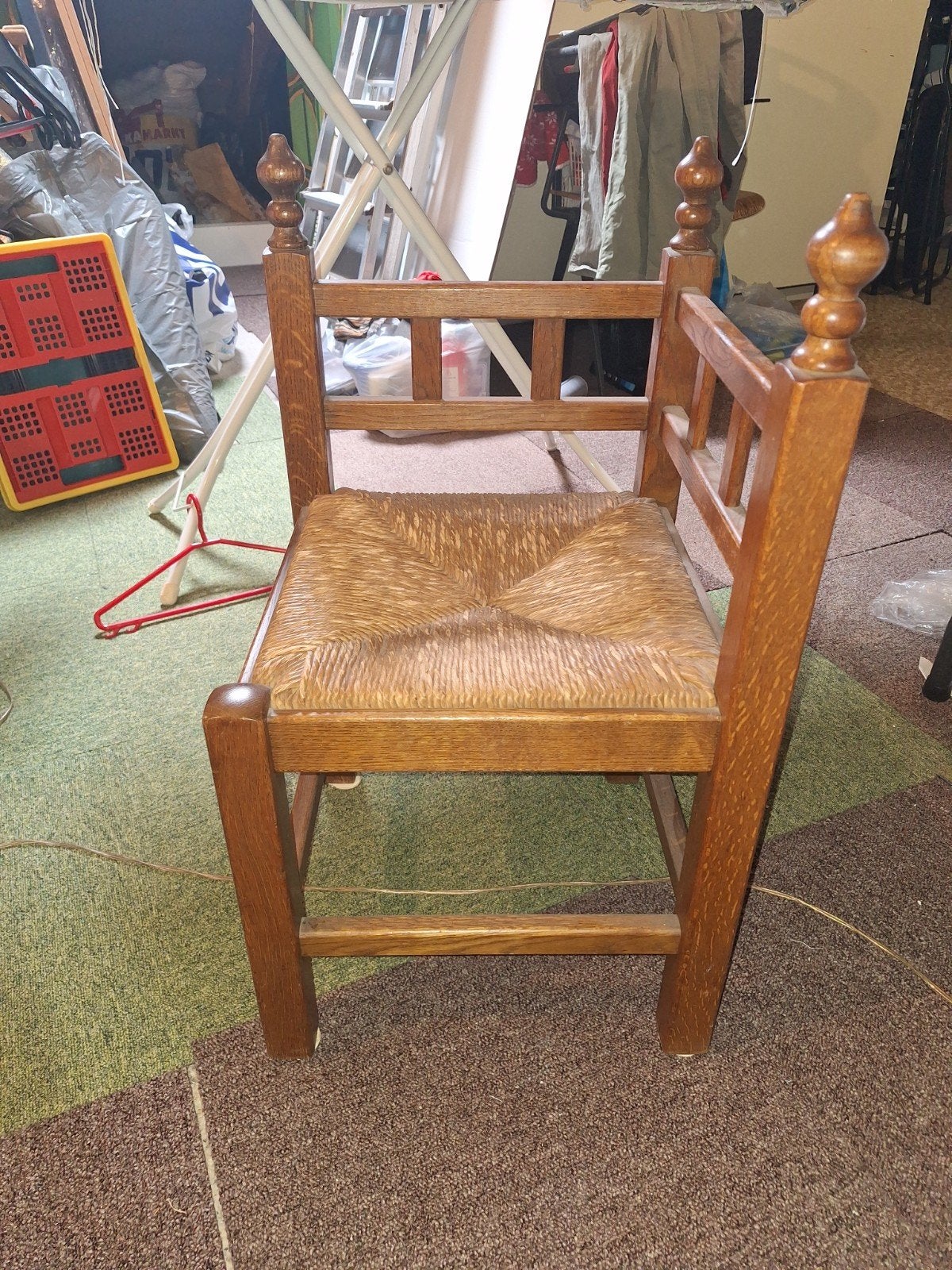 Vintage houten stoel met rieten zitting, Ophalen