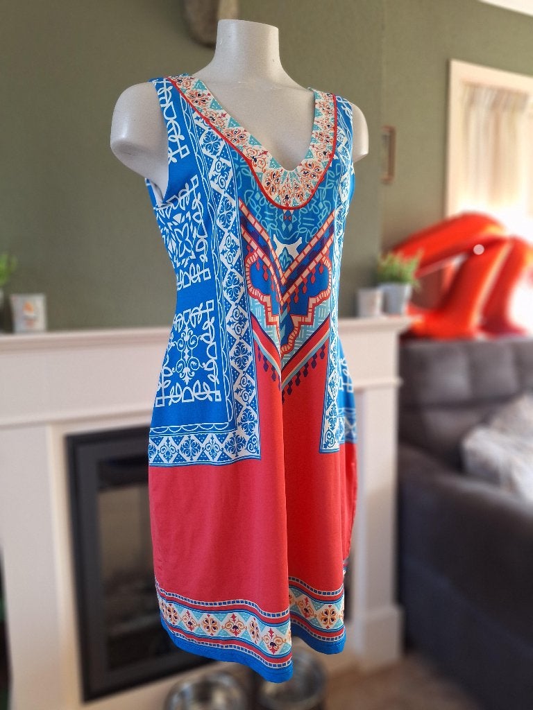 K-Design K Design zomers diamantjes hals jurk L, K-design, Maat 42/44 (L), Zo goed als nieuw, Knielengte