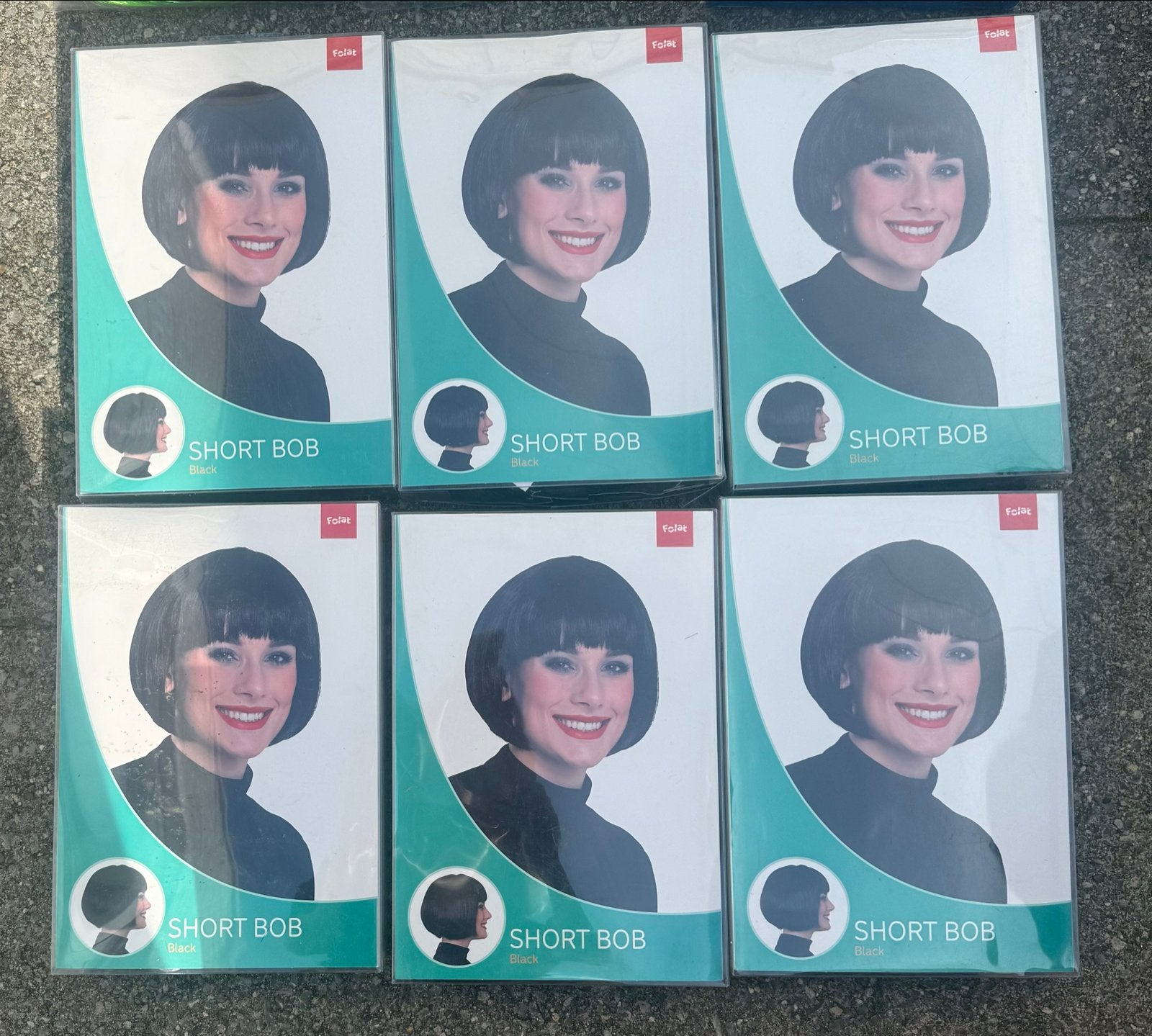 Zes Zwarte Korte Bob Pruiken - Nieuw in Verpakking, Ophalen, Nieuw, Accessoires