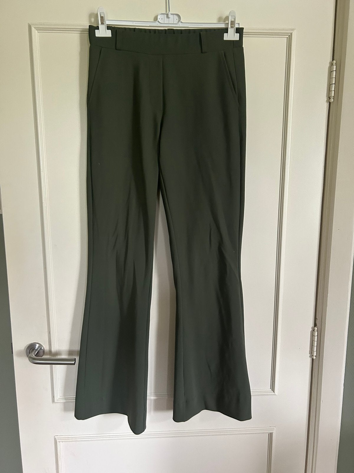 Army Groene, Khaki Studio Anneloes Flair bonded broek in S, Verzenden, Zo goed als nieuw, Maat 36 (S), Lang