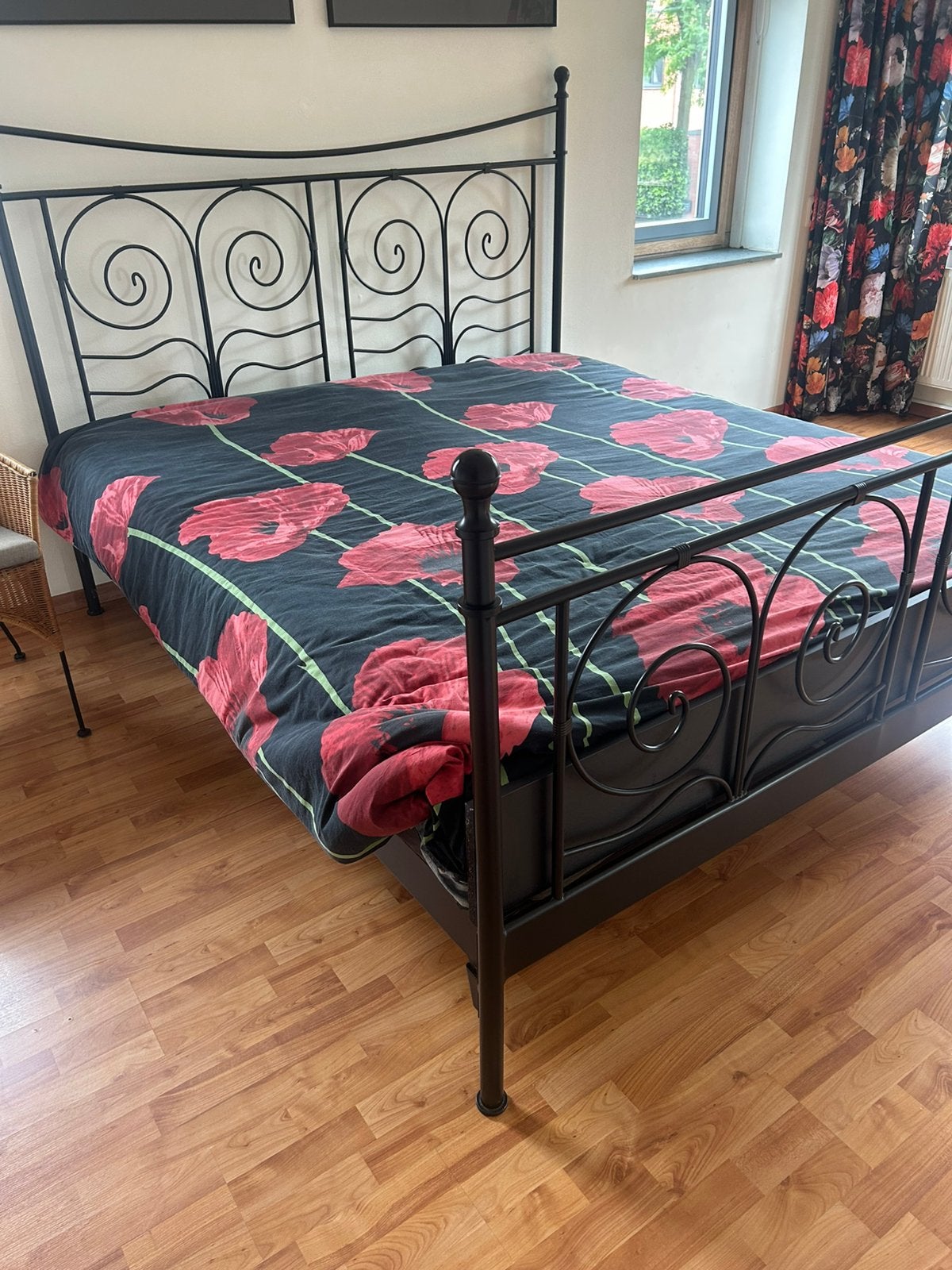 Bed Ikea 2persoons, Ophalen, 90 cm, Zwart, Tweepersoons