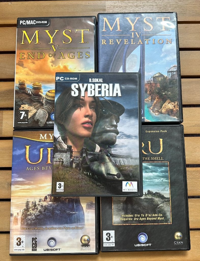 PC games. Myst en Syberia. Vijf stuks, i.z.g.st., 1 speler, Ophalen of Verzenden, Zo goed als nieuw, Vanaf 3 jaar