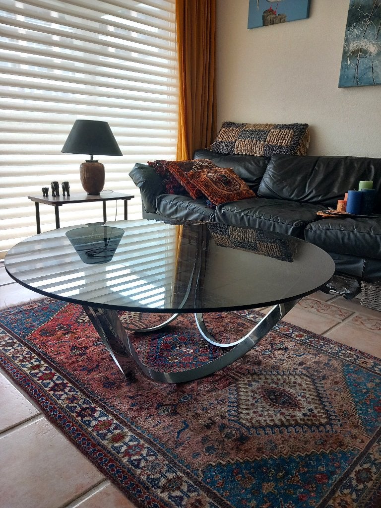 Salontafel, Huis en Inrichting, Ophalen, Gebruikt, Rond, Glas