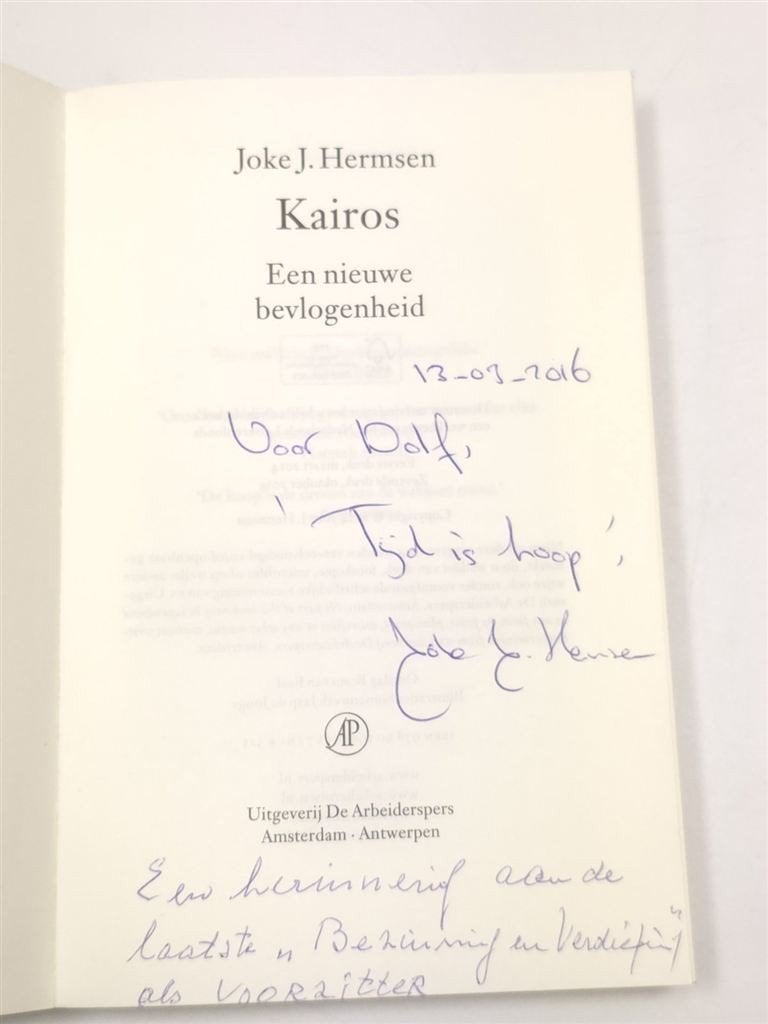 Kairos — Hermsen, Filosofie & Tijdsbeleving, Gesigneerd, Ophalen of Verzenden, Gelezen