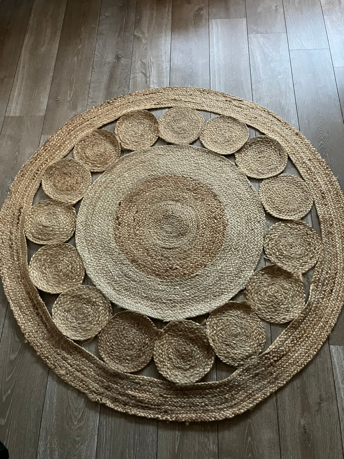 Jute vloerkleed 140cm, Ophalen, Gebruikt, Rond, Beige