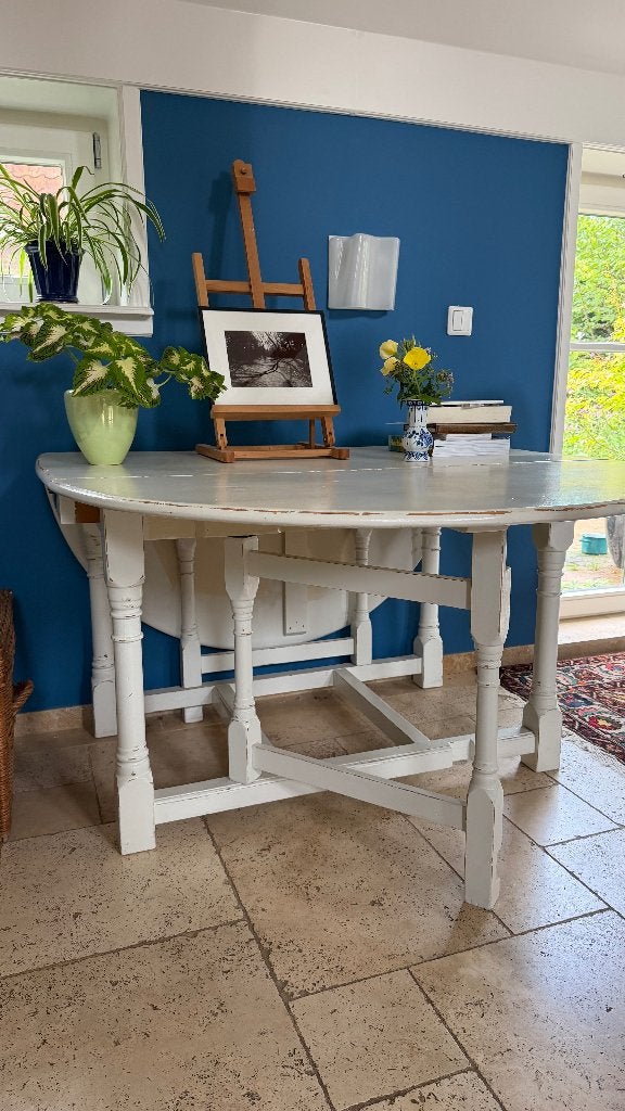hangoor-eettafel brocante stijl, Ophalen, Gebruikt, 100 tot 150 cm, Vijf personen of meer