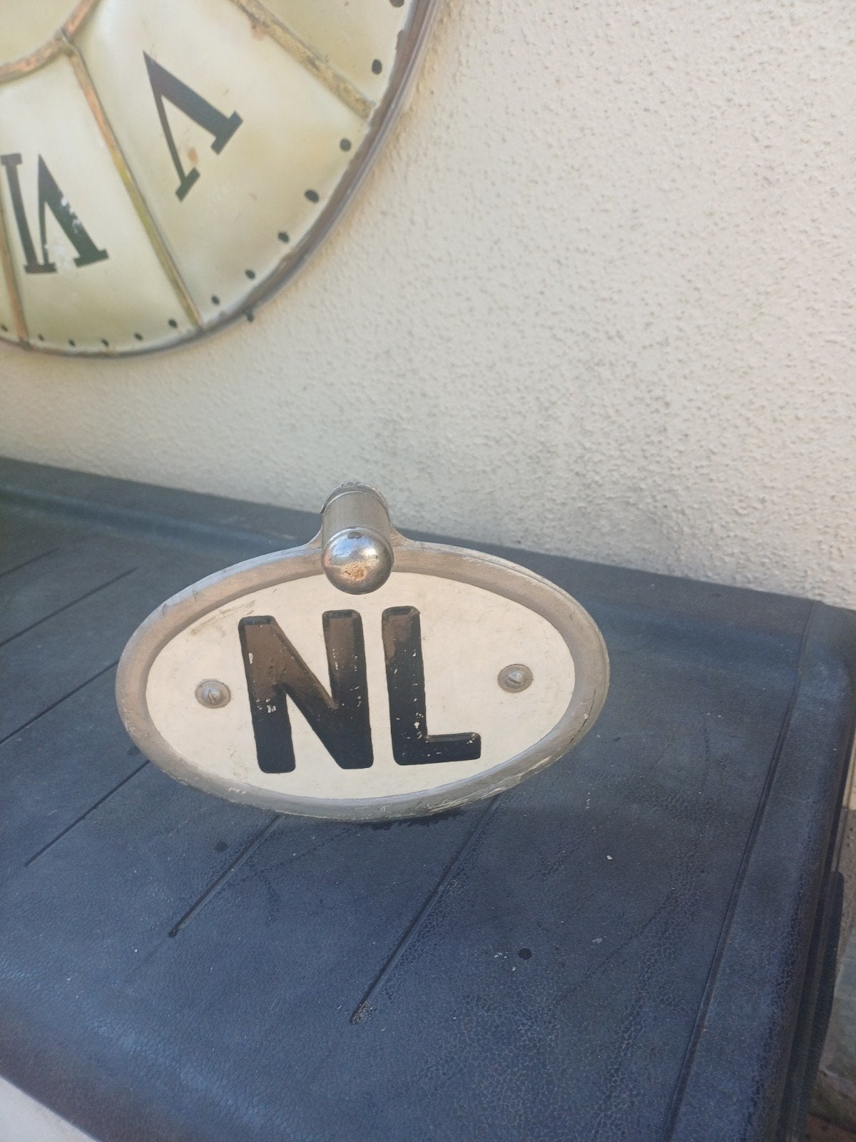 oud oldtimer auto nl bordje met beugel met licht, Ophalen of Verzenden