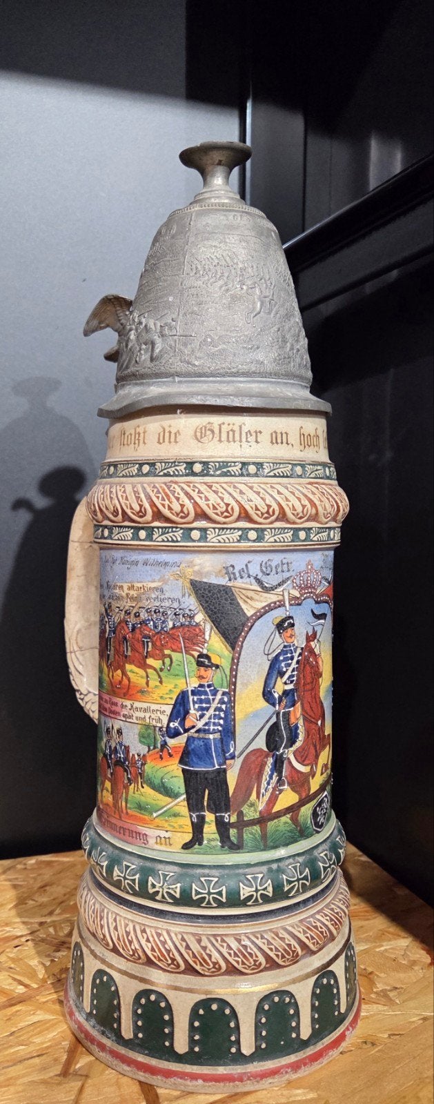 Antieke Duitse Reservisten Bierpul - Cavalerie 1911-1914, Ophalen of Verzenden