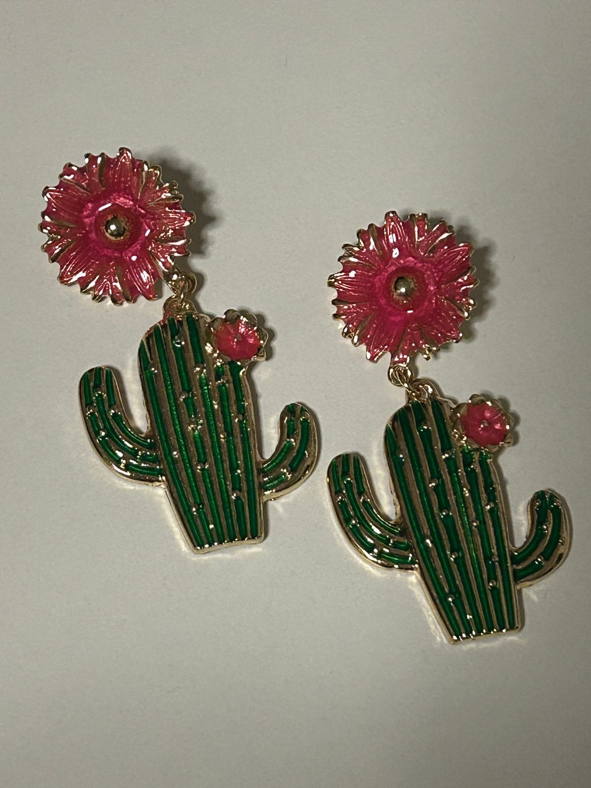 Nieuwe Cactus Oorbellen met Roze Bloemen, Overige materialen, Hangers, Nieuw, Ophalen of Verzenden
