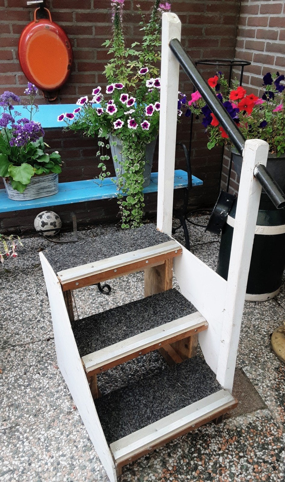Stevige houten trap met leuning - ideaal voor buiten, Ophalen, Gebruikt, Minder dan 2 meter