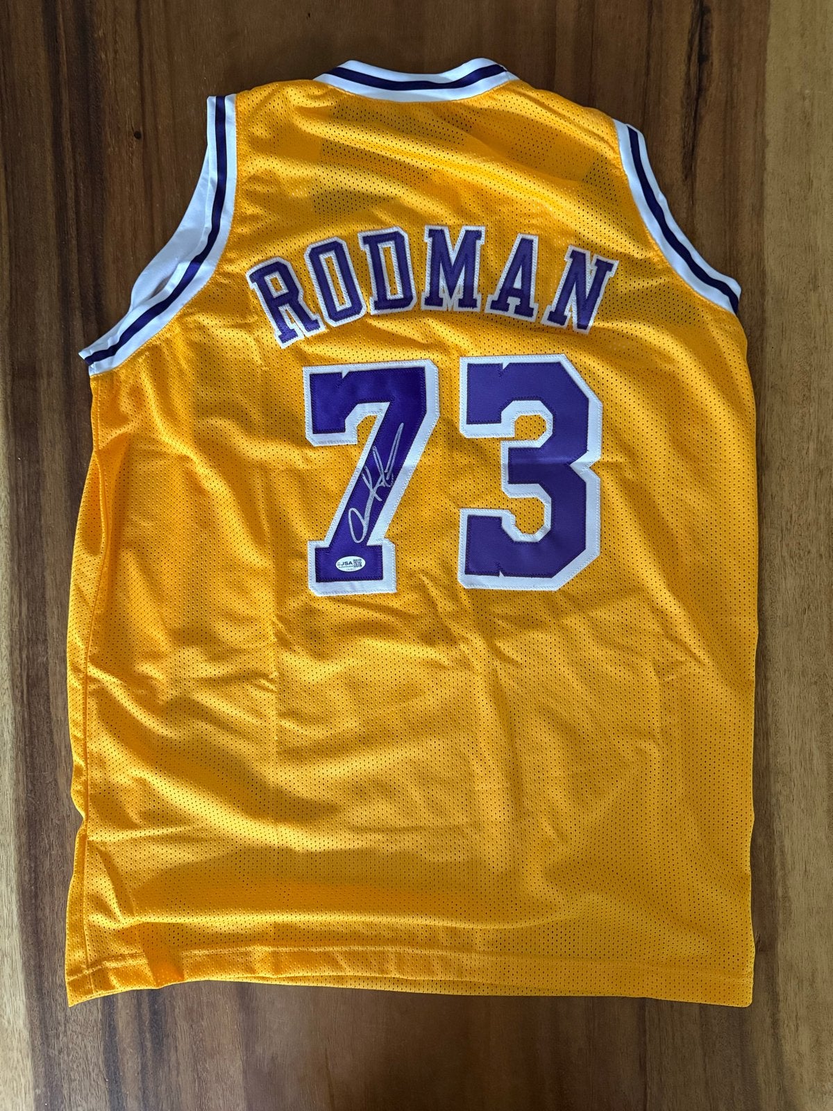 Gesigneerd LA Lakers shirt - Dennis Rodman #73 JSA, Ophalen of Verzenden, Nieuw, Overige sporten, Shirt