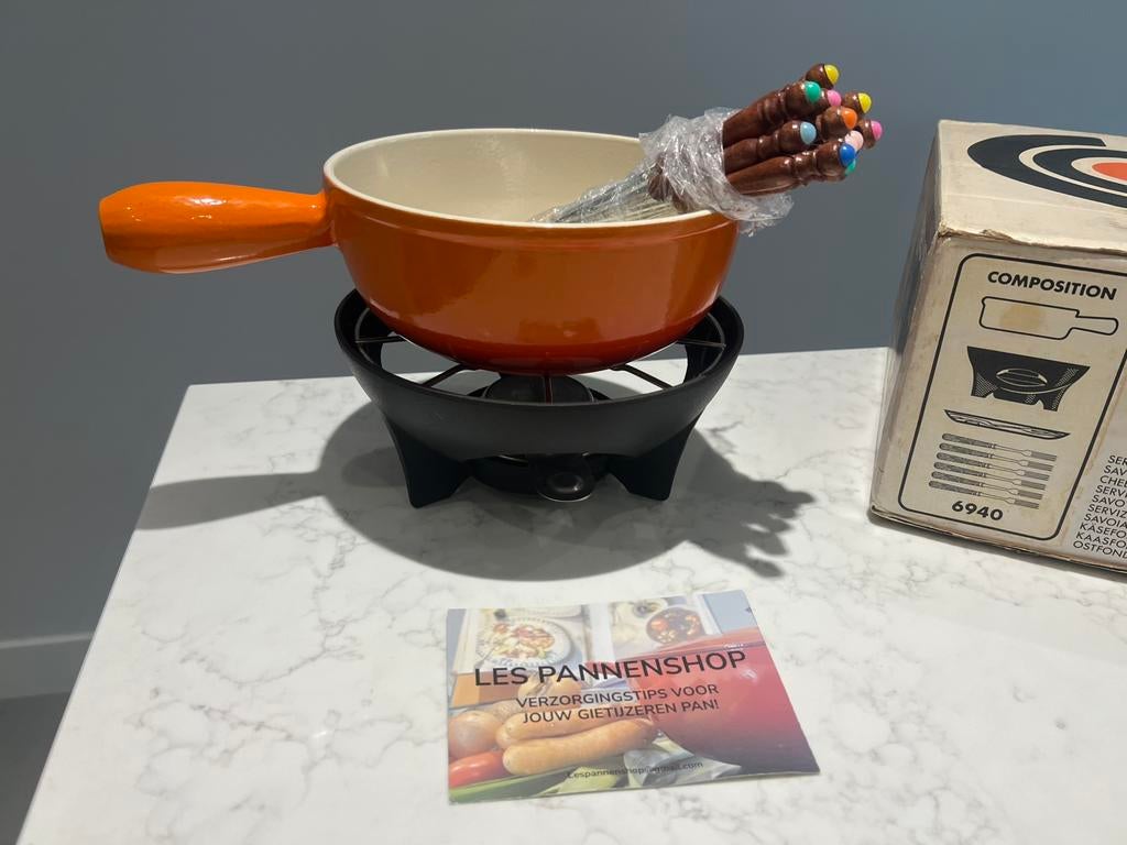 Le Creuset (kaas)fondue set, in de doos geleverd, Brander, Fondueset, Ophalen of Verzenden, Zo goed als nieuw