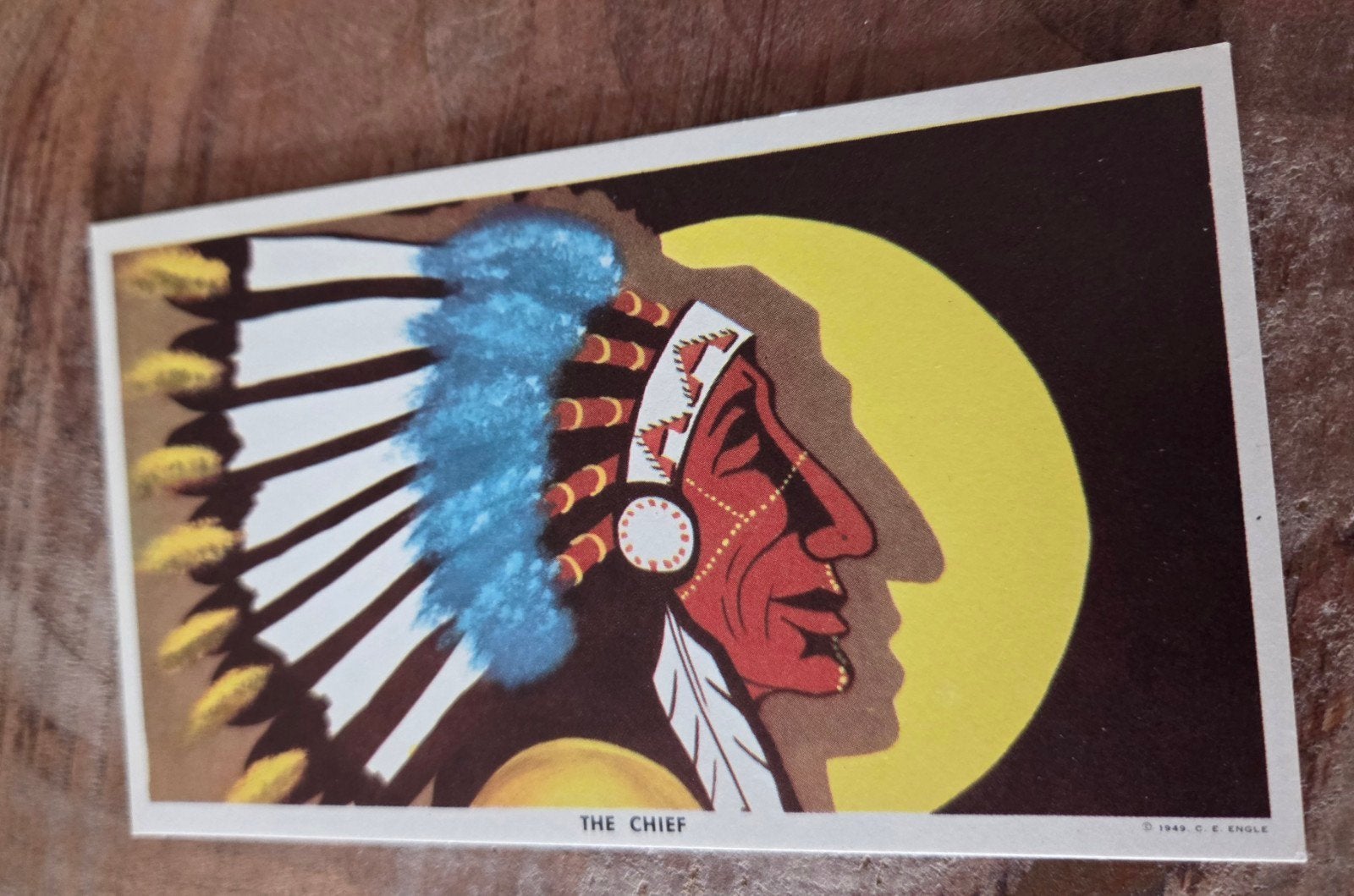 Vintage Postkaart 'The Chief' - Indiaanse Kunst (1949), Verzenden, 1940 tot 1960, Ongelopen, Overige thema's