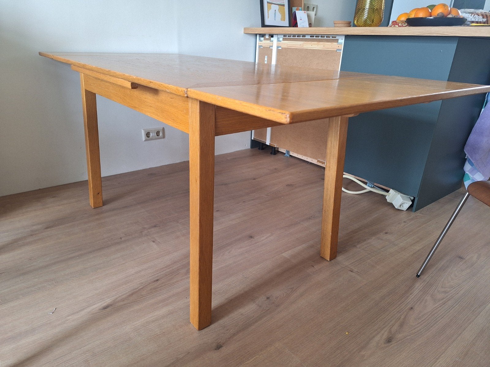 Deense design eikenhouten uitschuifbare eettafel