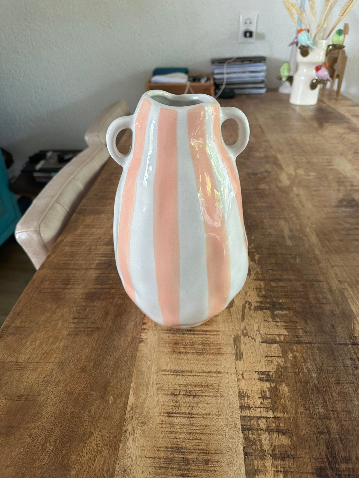 Vaas gestreept, Ophalen of Verzenden, Zo goed als nieuw, Overige kleuren, Glas