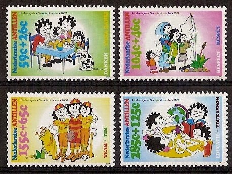 Nederlandse Antillen 1785/8 postfris Kinderpostzegels 2007, Ophalen of Verzenden, Postfris