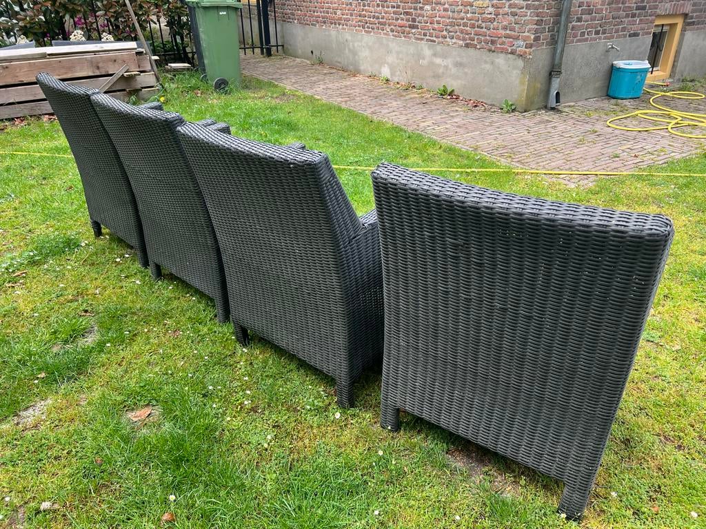4x tuinstoelen - Donkergrijs, Ophalen, Gebruikt, Wicker