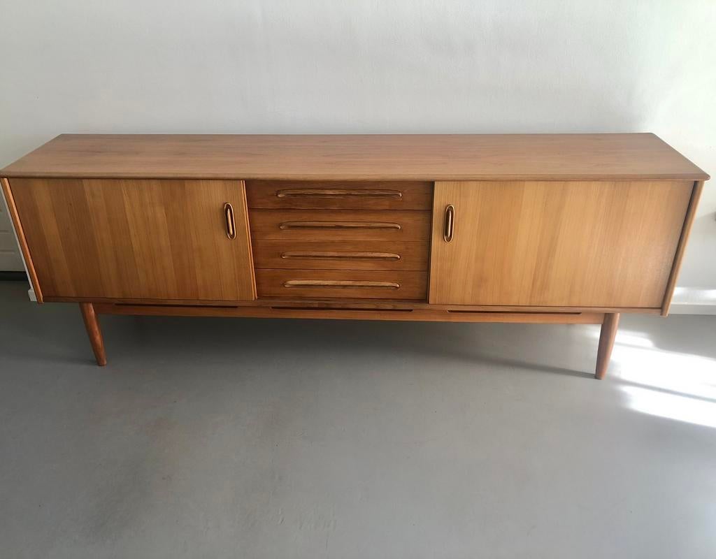 Vintage teak Scandinavisch design dressoir lowboard Cortina, Ophalen, Bjärnum, Met deur(en), Zo goed als nieuw