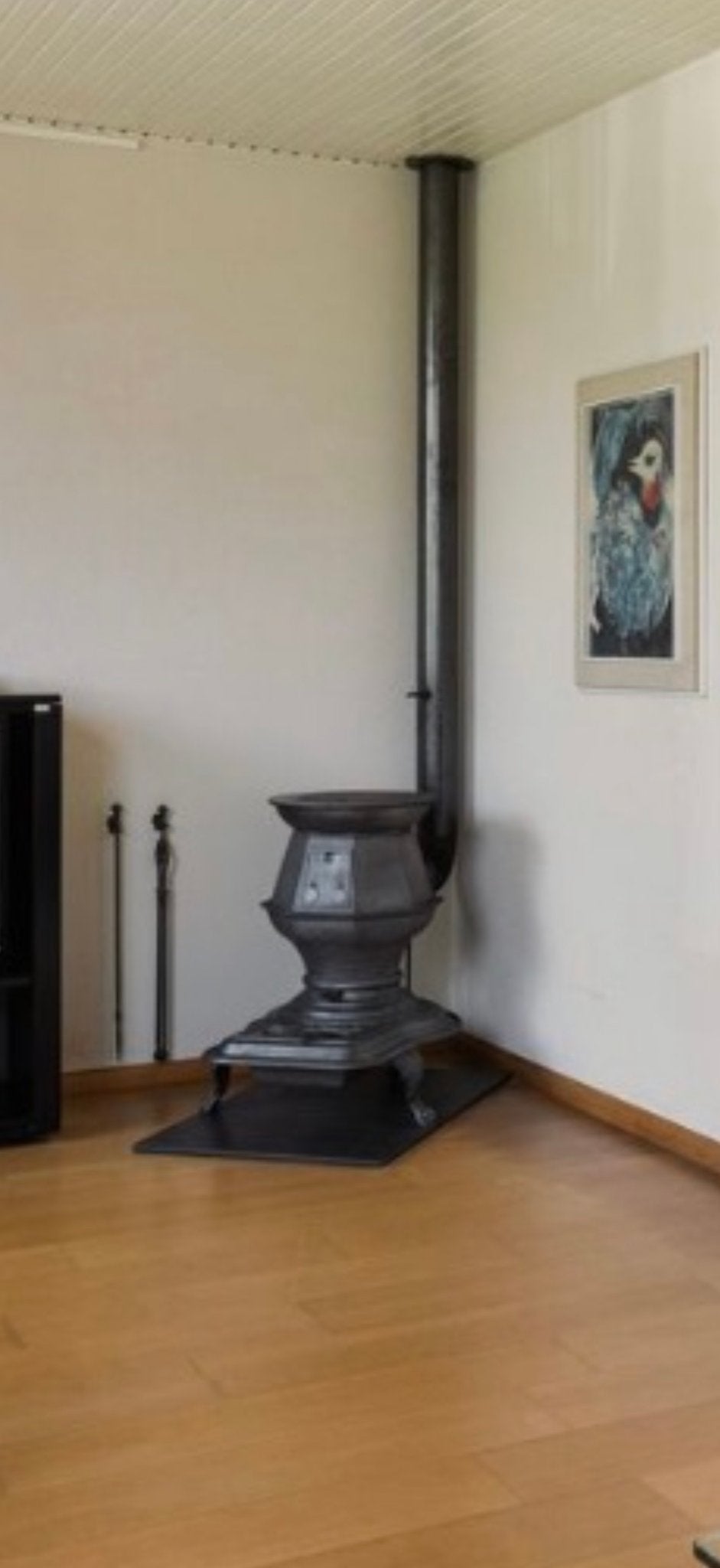 Antieke gietijzeren houtkachel met rookkanaal, Huis en Inrichting, Kachels, Ophalen, Gebruikt, Houtkachel, Vrijstaand