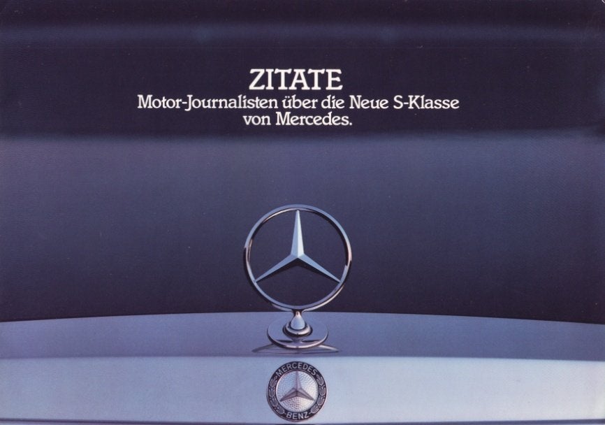 Mercedes-Benz. Zitate Journalisten neue S-Klasse, W126, 1981, Ophalen of Verzenden, Zo goed als nieuw, Mercedes