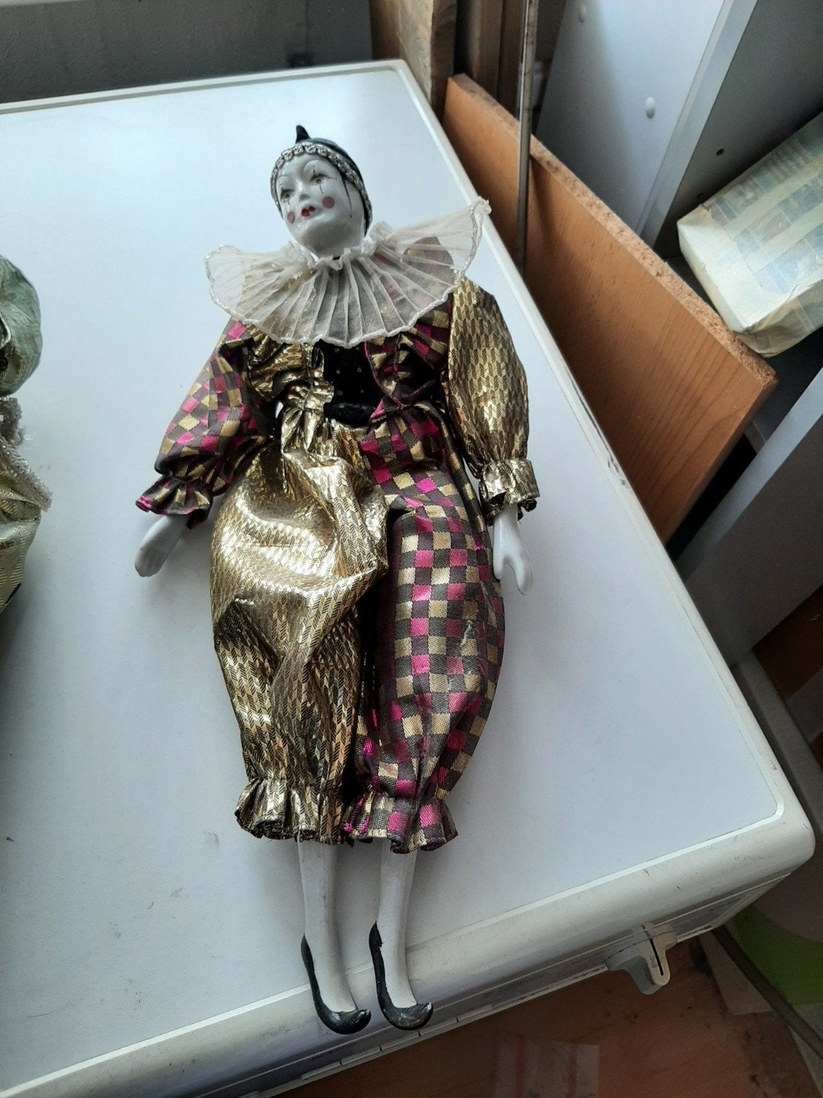 Set van 4 Vintage Porseleinen Clowns Poppen, Verzamelen, Ophalen, Gebruikt, Pop