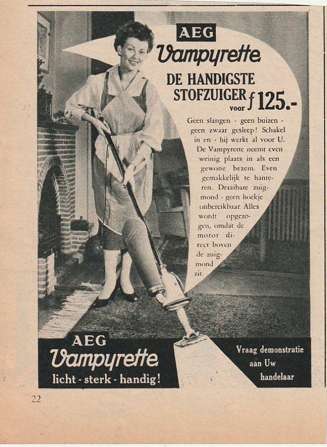 Retro reclame 1955 AEG vampyrette handigste stofzuiger, Verzamelen, Verzenden, Overige typen