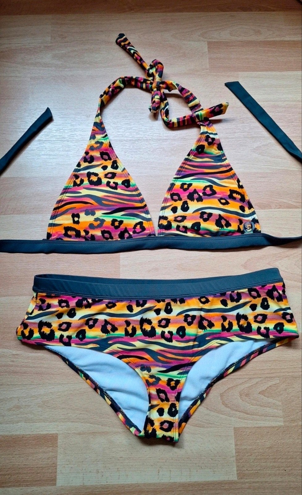 INQ tye dye multicolor bikini animal leopard print M 38, Kleding | Dames, Badmode en Zwemkleding, INQ, Geel, Ophalen of Verzenden