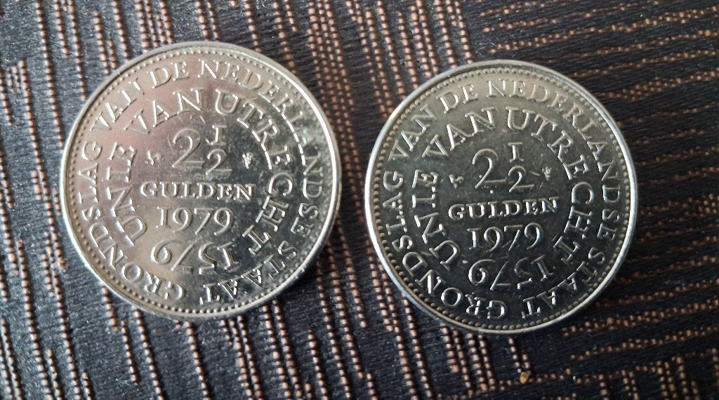 2x 2,50gulden Unie van Utrecht, Ophalen of Verzenden, Koningin Juliana, 2½ gulden, Losse munt