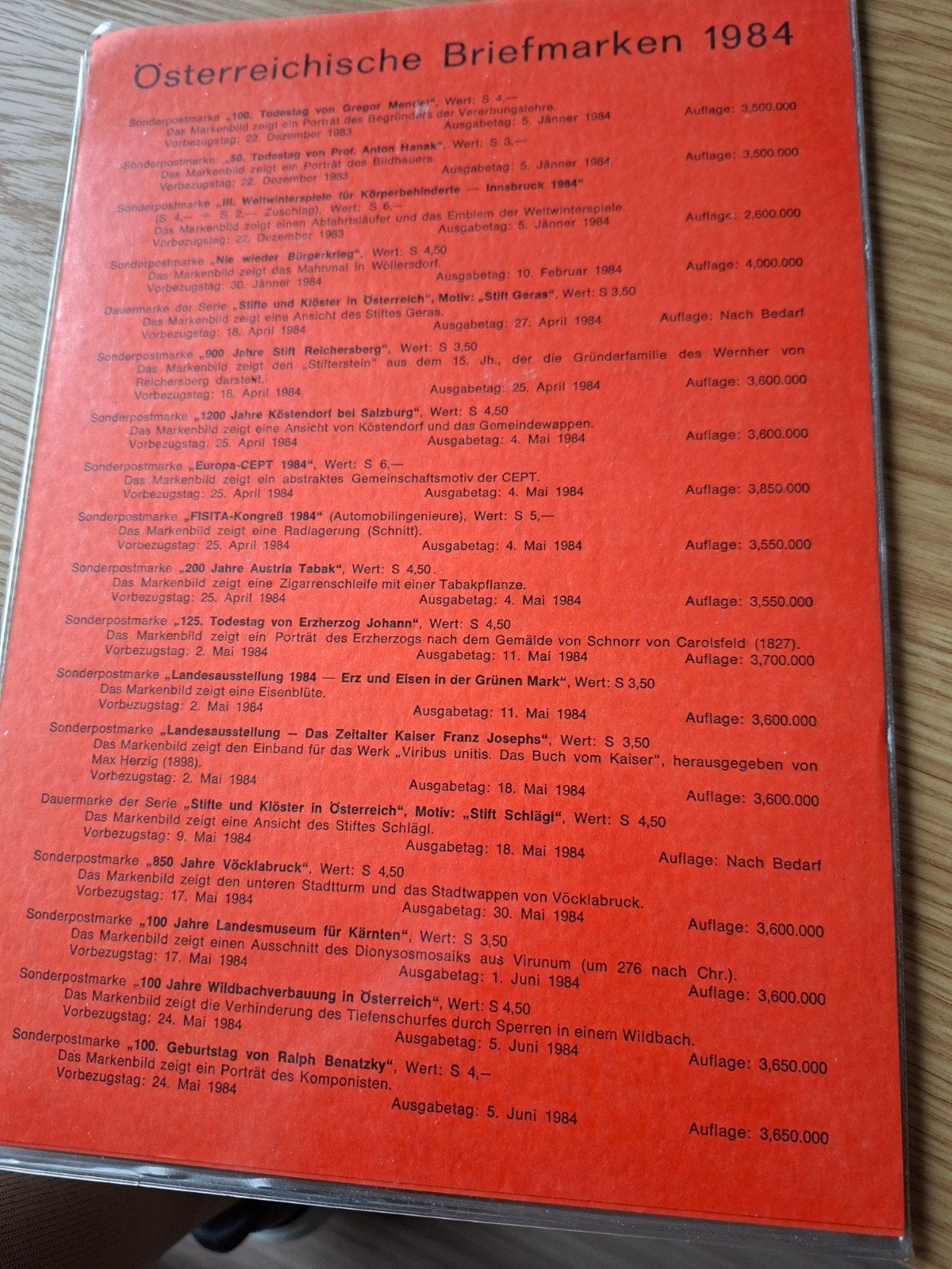 Oostenrijkse postzegels 1984 - Compleet albuĺ, Verzenden