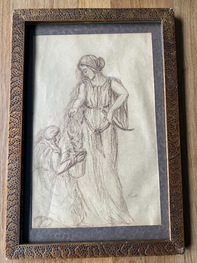 Tekening onthoofding Johannes de Doper in lijst, Antiek en Kunst, Ophalen of Verzenden