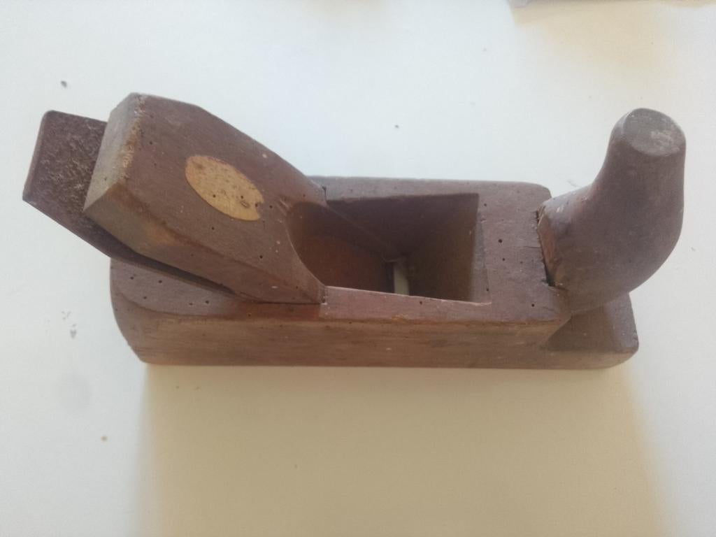Antieke houten blokschaaf met ijzeren beitel, Ophalen of Verzenden