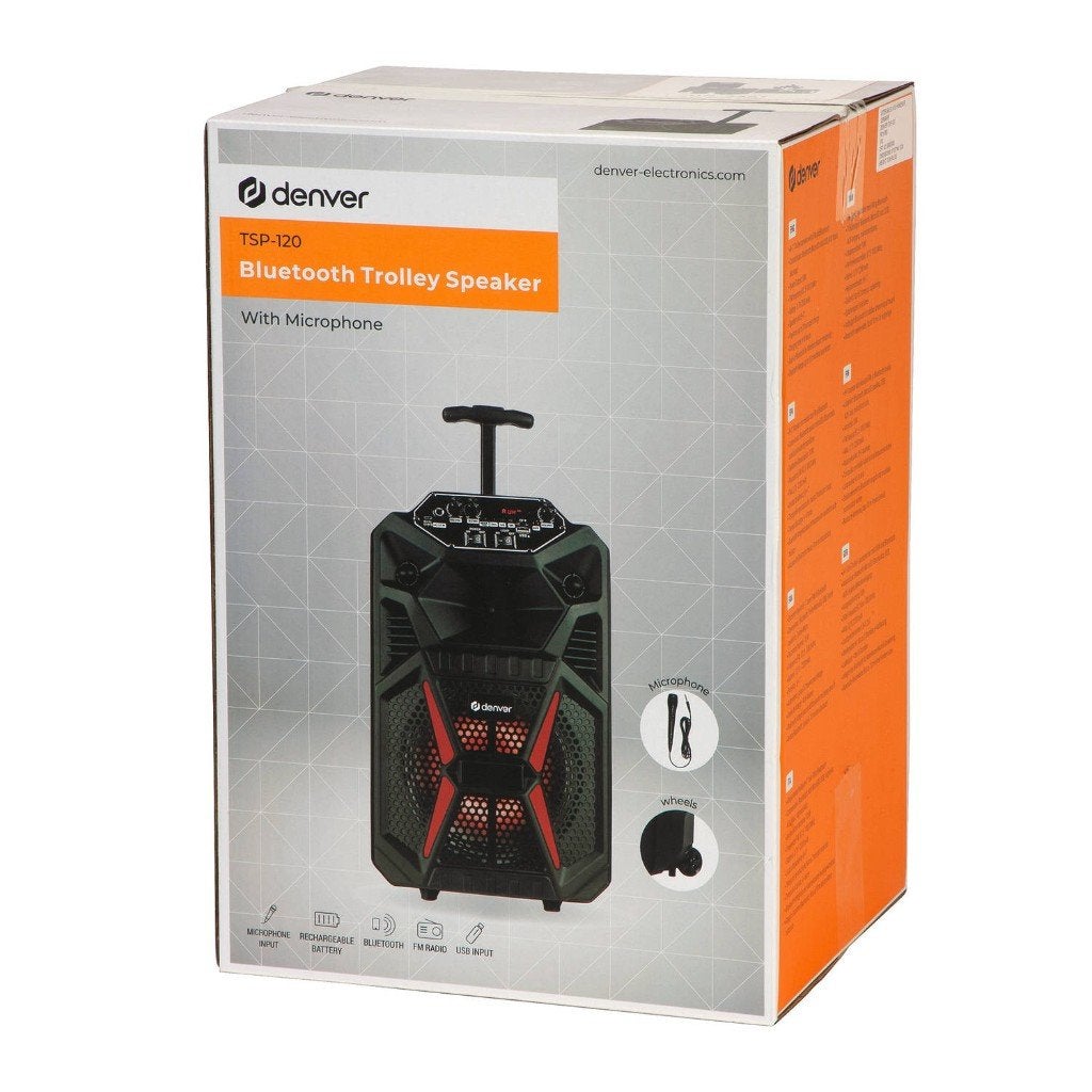 Denver TSP-120 Bluetooth Trolley Speaker met Microfoon, Overige merken, Party speaker, Nieuw, Ophalen of Verzenden