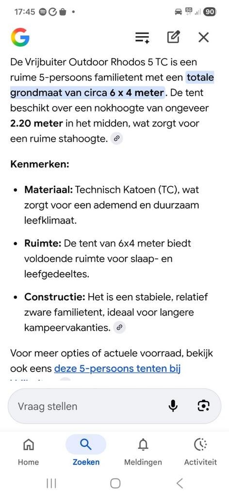 Zgan Vrijbuiter 5 persoons tent rhodos 5 ts, Drie personen of meer, Overige soorten, Overige typen