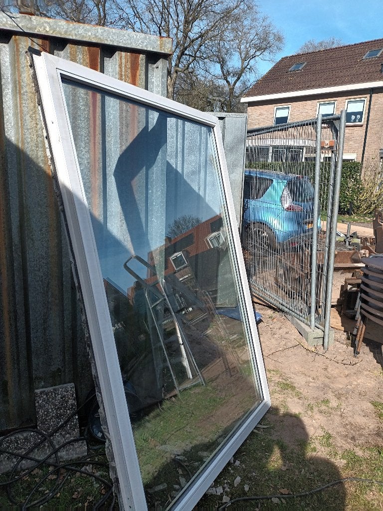 1 vast kozijn kunststof dubbel glas, Kunststof, Gebruikt, Raamkozijn, 150 tot 225 cm