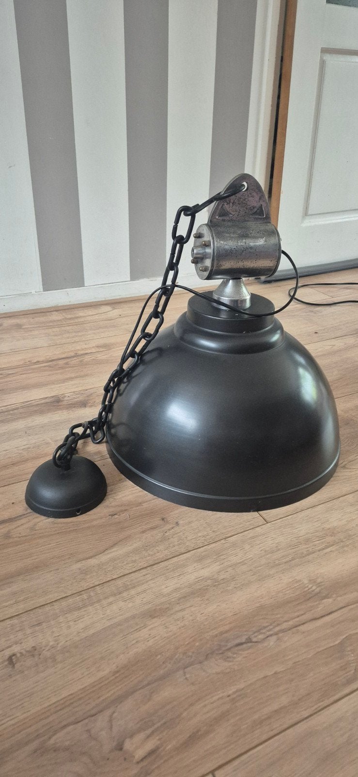 Industriële hanglamp - Zwart metaal, Ophalen, Gebruikt, Overige fittingen, Metaal