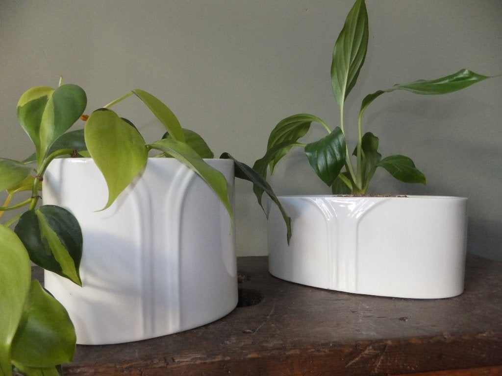 prachtige set antieke art deco bloempotten porselein vintage, Ophalen