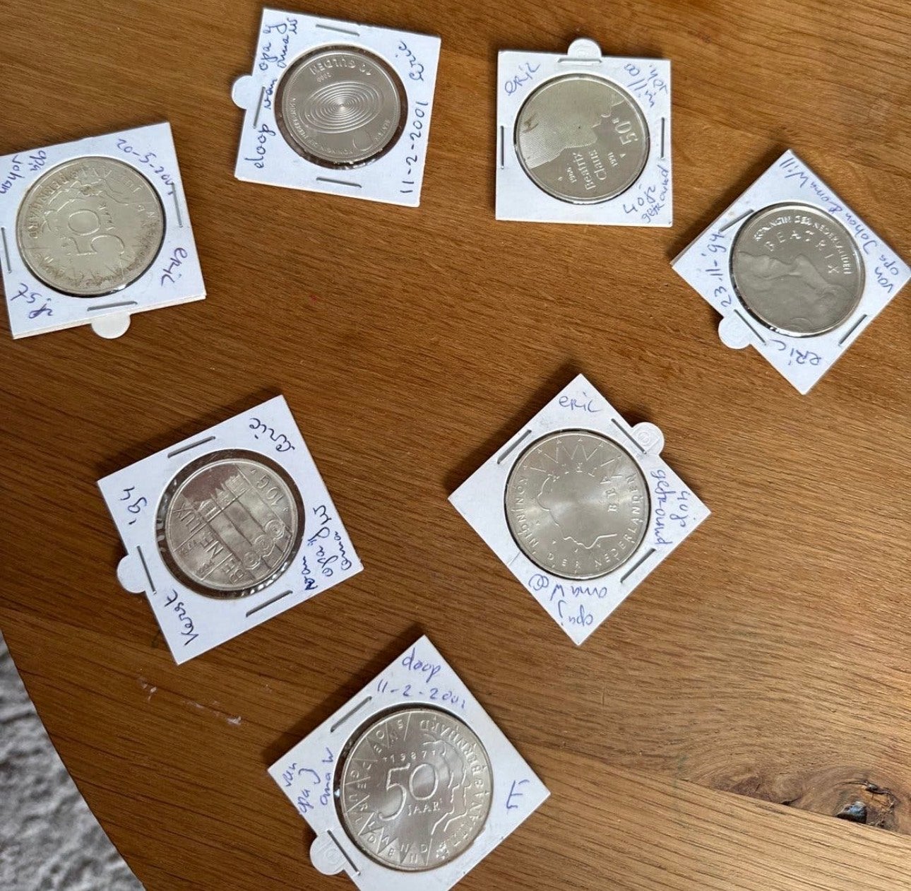 Collectie van 7 Nederlandse Herdenkingsmunten - Guldens, Postzegels en Munten, Koningin Juliana, Setje, Zilver, Overige waardes