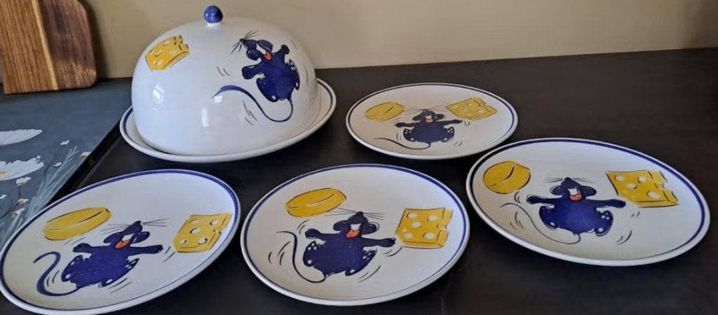Servies met muizen en kaas motief., Ophalen of Verzenden
