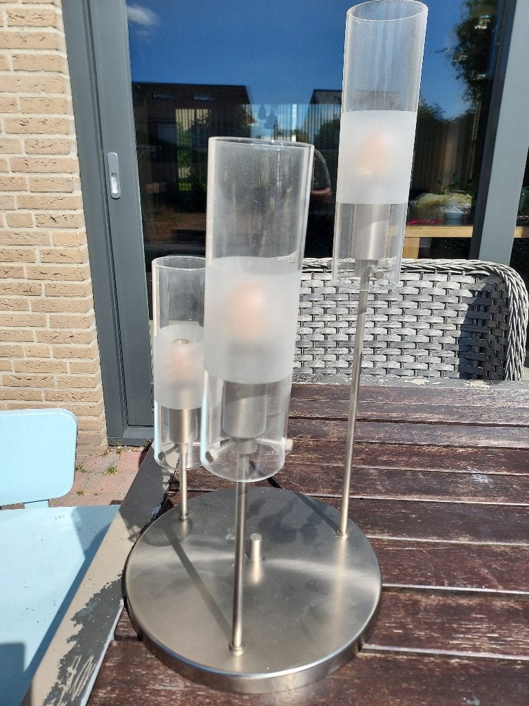 Plafonniere, Zilver, Zo goed als nieuw, Plafondlamp, Glas