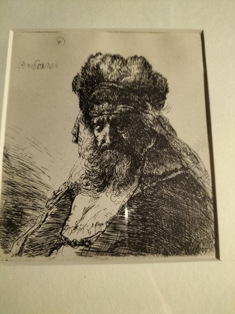 Ets van Rembrandt van Rijn, 1635, Antiek en Kunst, Ets, Portret, 1600 - 1699, Ingelijst