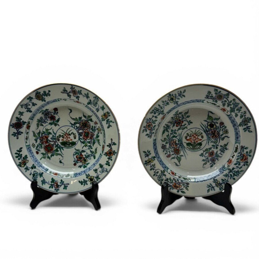18e eeuwse Famille verte borden, Kangxi periode (1664-1722), Ophalen of Verzenden