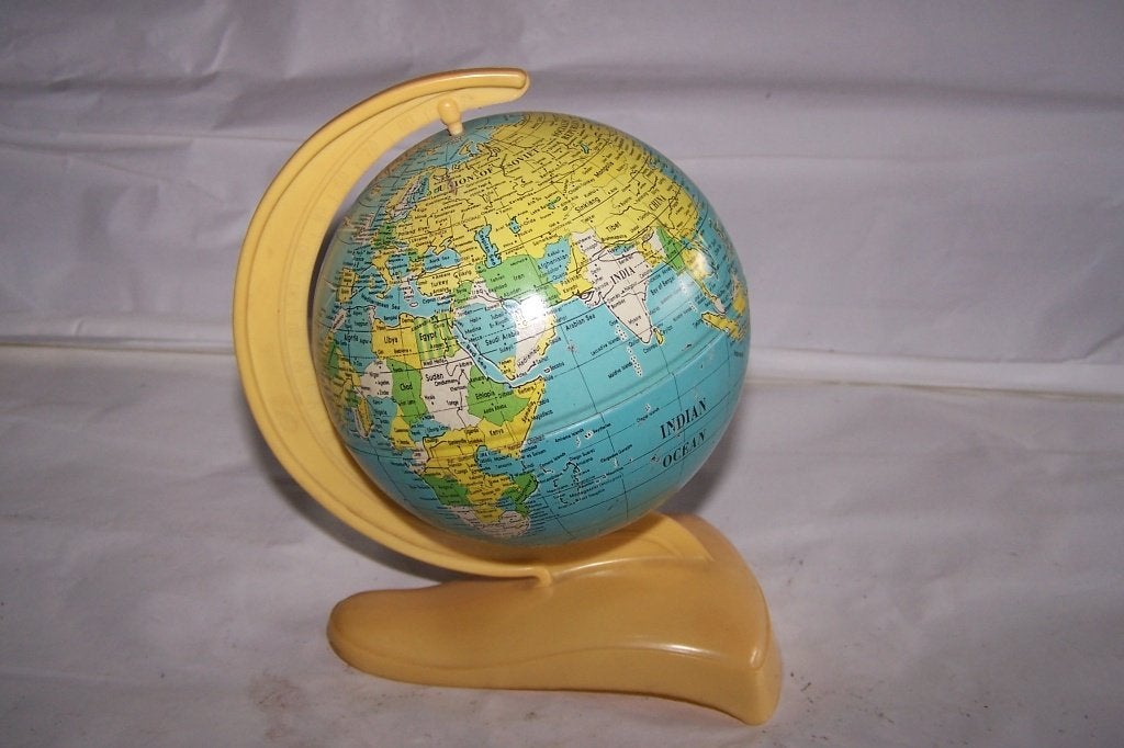 Vintage blikken globe. Izgs., Ophalen of Verzenden