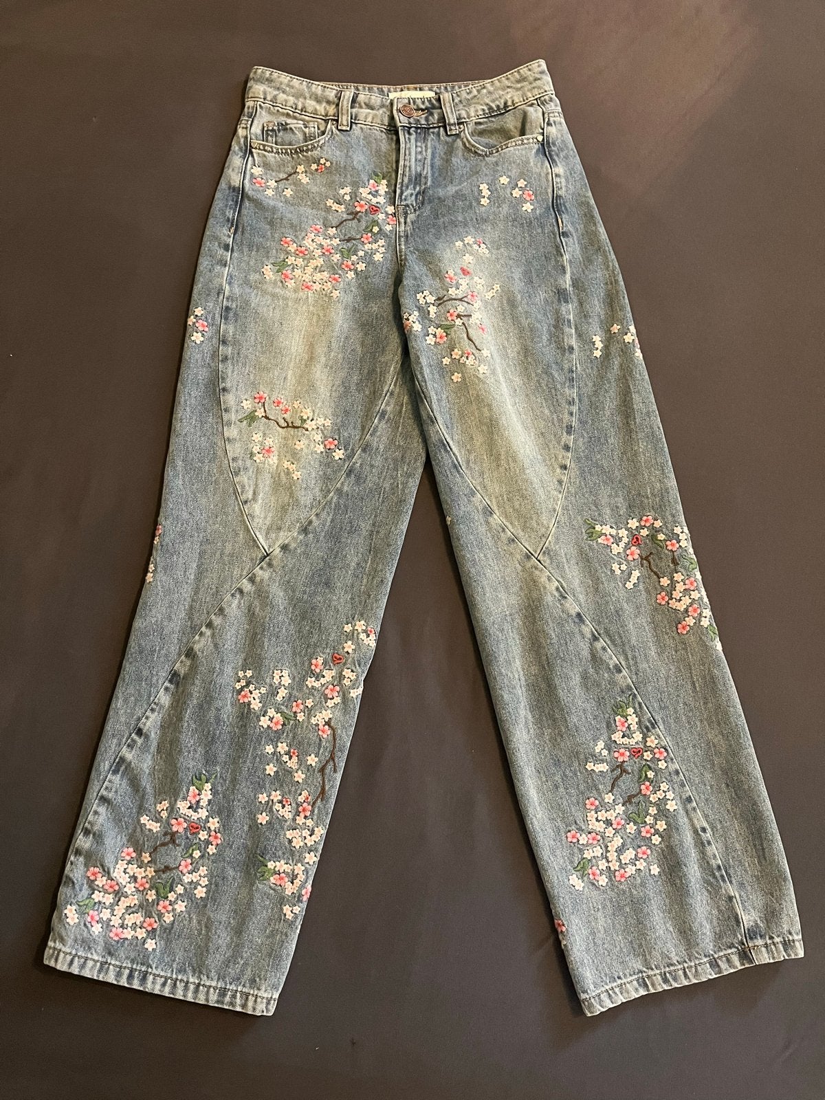 Desigual Jeans met bloemenborduursel -  Maat 34, Ophalen of Verzenden, Zo goed als nieuw, Blauw, W27 (confectie 34) of kleiner