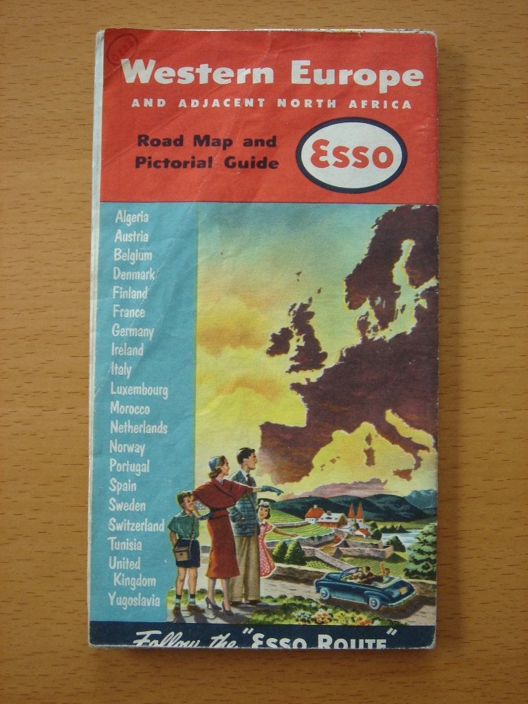 Esso Western Europe Road map Vintage , Gelezen, Overige gebieden, Overige typen, Ophalen of Verzenden